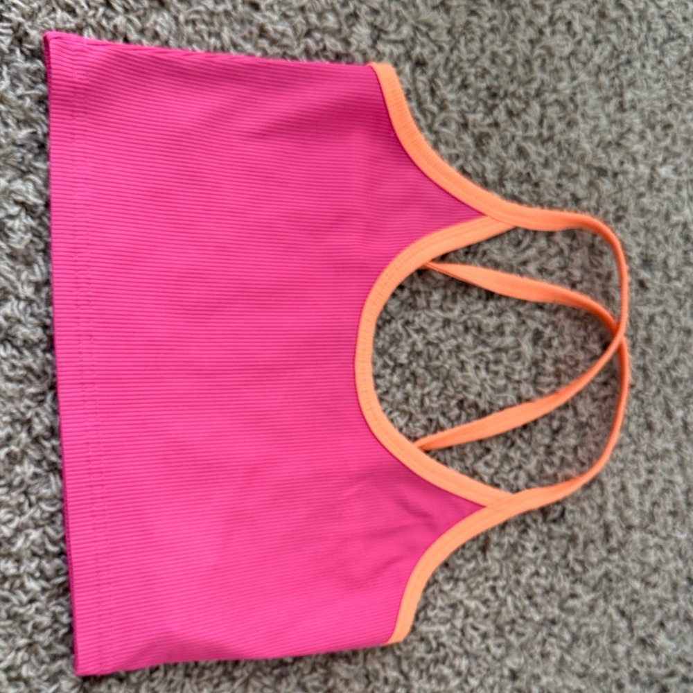 SHEIN Pink Crop Tank with Orange Trim
